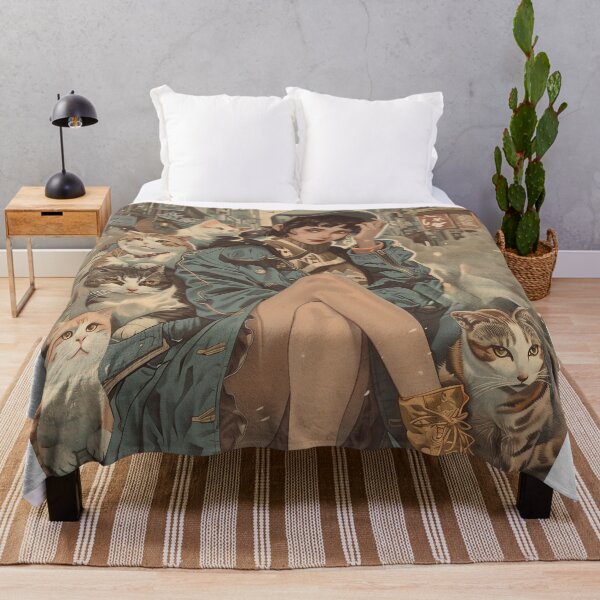 Item preview, Seinen Art Style Mujer con Gatos - Pintura Estética Anime designed and sold by 33wolvesdesigns.