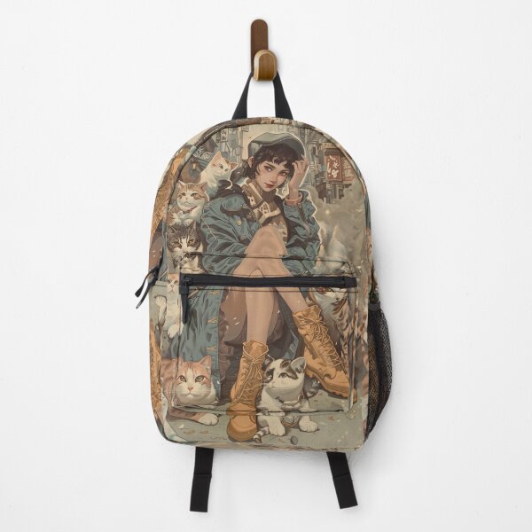 Item preview, Seinen Art Style Woman with Cats - Anime Aesthetic Painting designed and sold by 33wolvesdesigns.