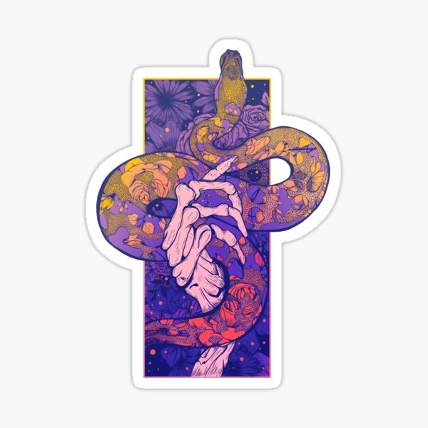 Item preview, Colorful Skeleton Hand with Snake - Vibrant Gothic Artwork designed and sold by Jess.a.creates.