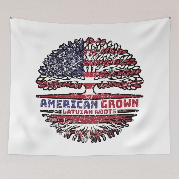 Item preview, Latvia Latvian US American USA United States Tree Roots Flag designed and sold by FlagX.