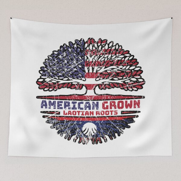 Item preview, Laos Laotian US American USA United States Tree Roots Flag designed and sold by FlagX.