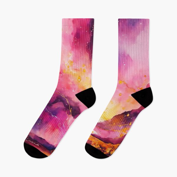 Item preview, Pink Abstract landscape Watercolor designed and sold by soulfulpalette.