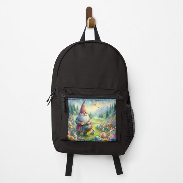 Item preview, gnome with basket and easter rabbit magical easter landscape designed and sold by Expressions-Sel.