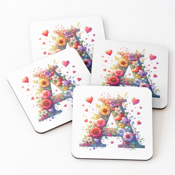 Item preview, The Letter A with Flowers and Hearts designed and sold by PassionforLove.