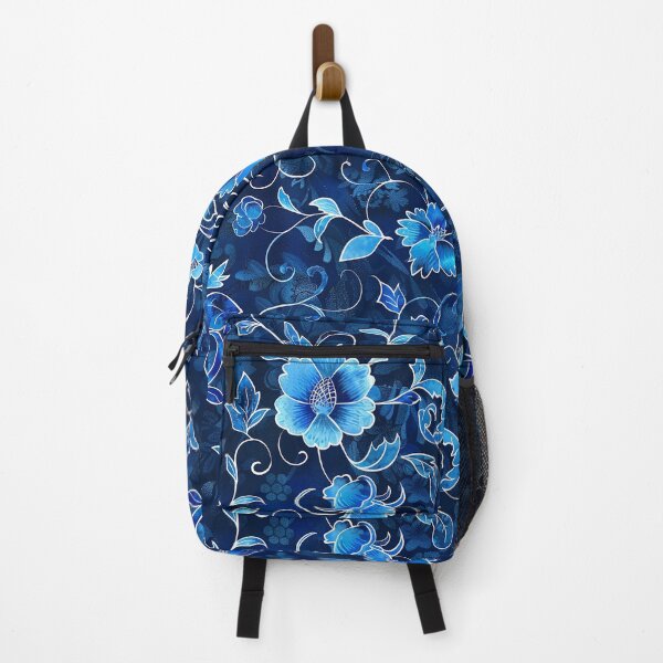 Item preview, Beautiful Boho Flowers Batik Pattern- Botanical Retro- Blue designed and sold by RoyalStarsPatts.
