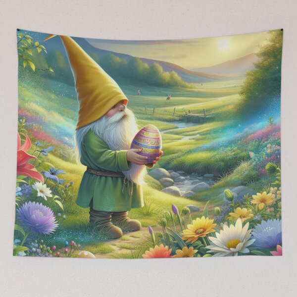 Item preview,  gnome with egg  happy magical easter landscape designed and sold by Expressions-Sel.