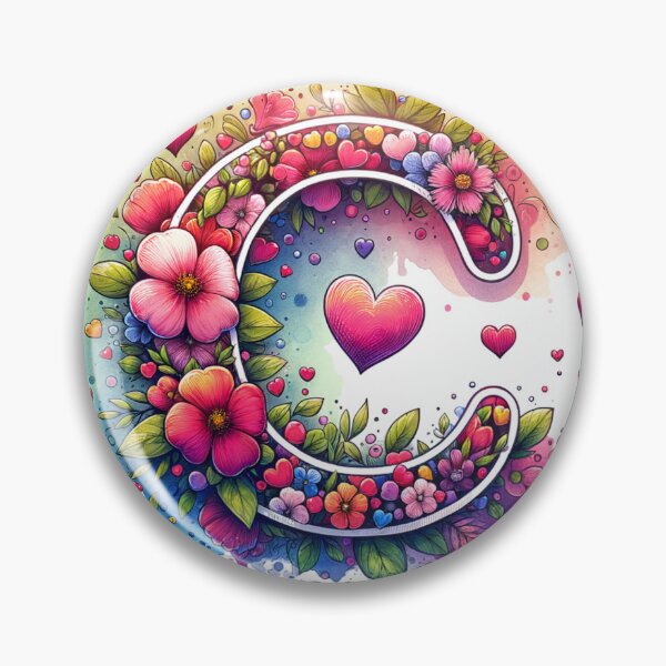 Item preview, The Letter C with Flowers and Hearts designed and sold by PassionforLove.