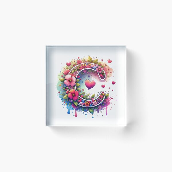 Item preview, The Letter C with Flowers and Hearts designed and sold by PassionforLove.