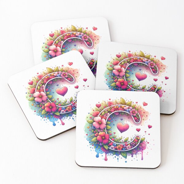 Item preview, The Letter C with Flowers and Hearts designed and sold by PassionforLove.
