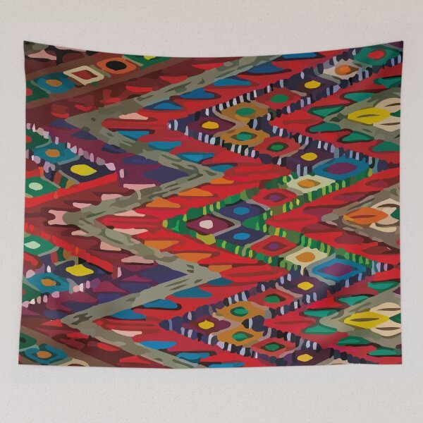 Item preview, Bold embroidery hand stitch maya textile maximalist boho chic decor designed and sold by T-Mex.