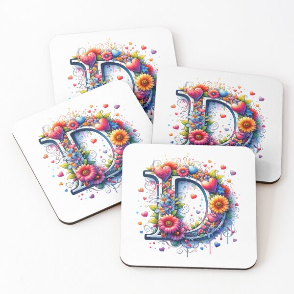 Item preview, The Letter D with Flowers and Hearts designed and sold by PassionforLove.