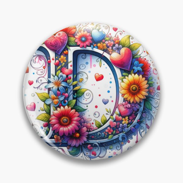 Item preview, The Letter D with Flowers and Hearts designed and sold by PassionforLove.