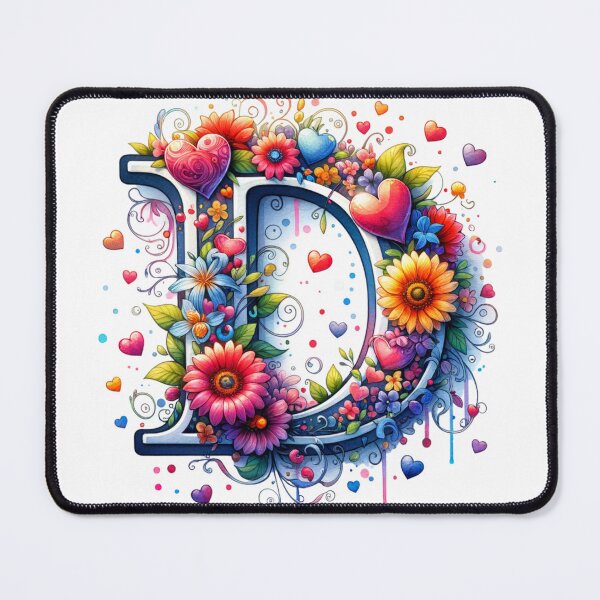 Item preview, The Letter D with Flowers and Hearts designed and sold by PassionforLove.