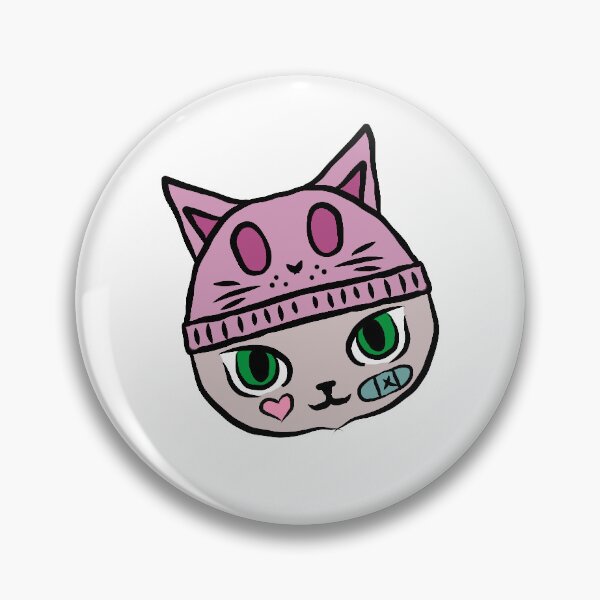 Item preview, Nerdy Chibi Kitty: Beanie Cat pink and grey 1 designed and sold by NerdyChibi.