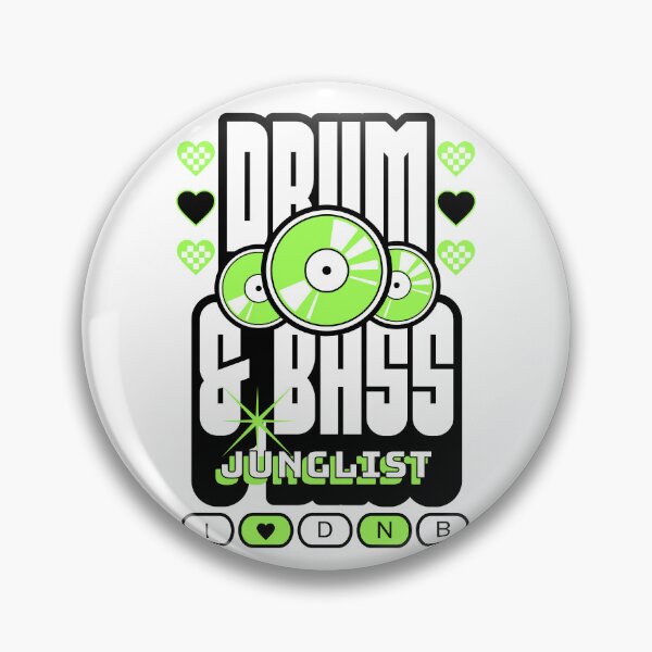 Item preview, DRUM AND BASS  - 3 Records & Hearts (Black/Lime)  designed and sold by Discothreadz.