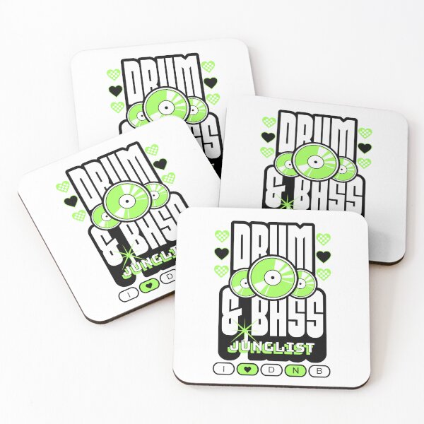 Item preview, DRUM AND BASS  - 3 Records & Hearts (Black/Lime)  designed and sold by Discothreadz.