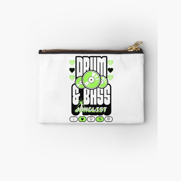 Item preview, DRUM AND BASS  - 3 Records & Hearts (Black/Lime)  designed and sold by Discothreadz.