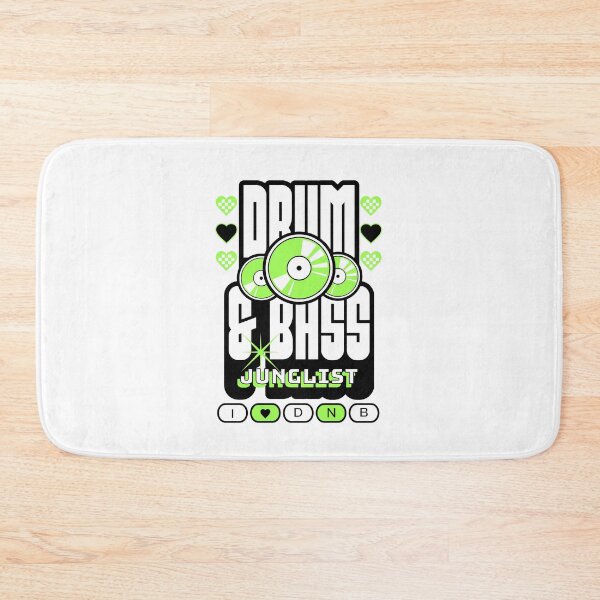 Item preview, DRUM AND BASS  - 3 Records & Hearts (Black/Lime)  designed and sold by Discothreadz.