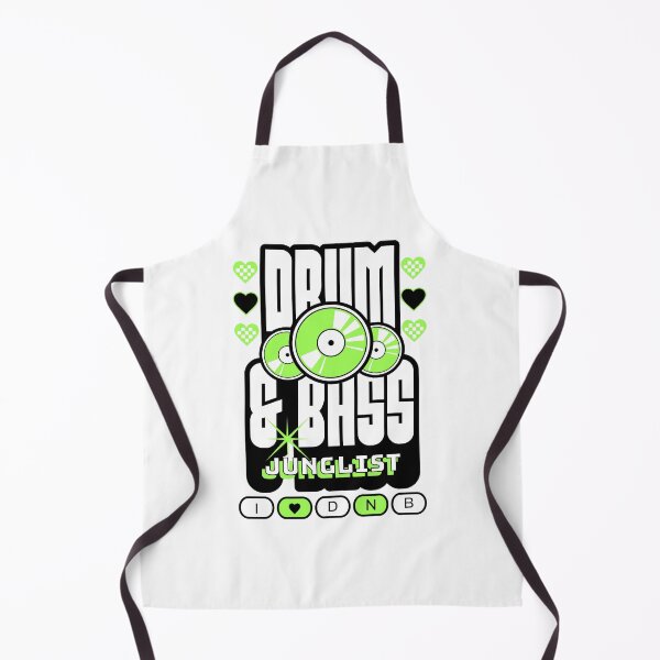Item preview, DRUM AND BASS - 3 Records & Hearts (Black/Lime) designed and sold by Discothreadz.