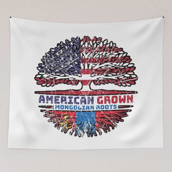 Item preview, Mongolia Mongolian American USA Tree Roots Flag designed and sold by FlagX.