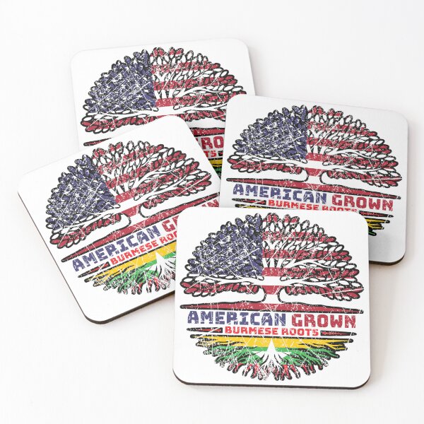 Item preview, Myanmar Burmese Burma US American USA United States Tree Roots Flag designed and sold by FlagX.
