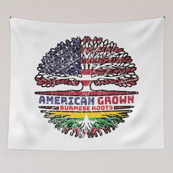 Item preview, Myanmar Burmese Burma US American USA United States Tree Roots Flag designed and sold by FlagX.