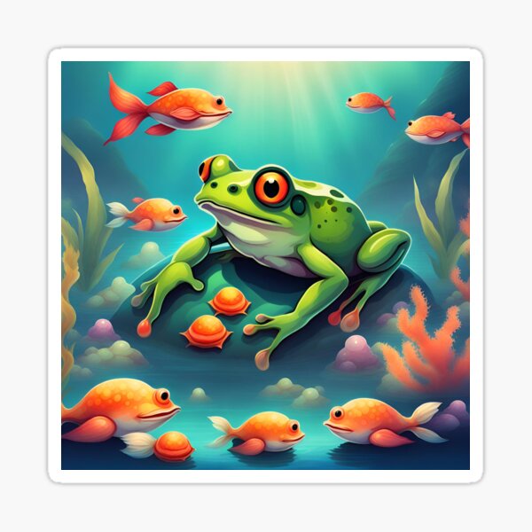 Item preview, Aquatic Anurans: Vibrant Artwork Showcasing Frogs Underwater designed and sold by MorrisonBruce.