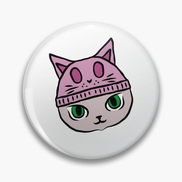 Item preview, Nerdy Chibi Kitty: Beanie Cat pink and grey 2 designed and sold by NerdyChibi.