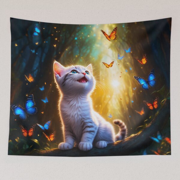 Item preview, Kittens Love Butterflies II designed and sold by Lava Tigers Art.