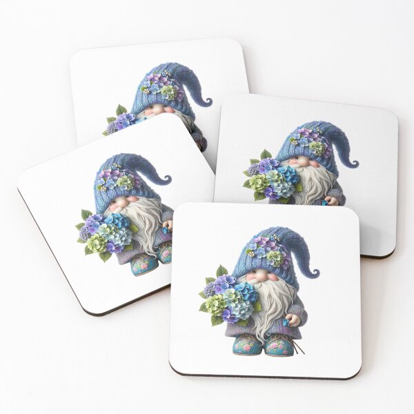 Item preview, Funny gnome with blue and purple hydrangea flowers Sticker designed and sold by Aonsnoopy.