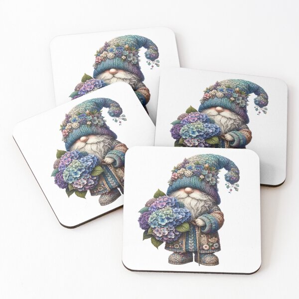 Item preview, Funny gnome with blue and purple hydrangea flowers Sticker designed and sold by Aonsnoopy.