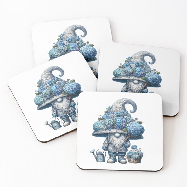 Item preview, Funny gnome with blue and purple hydrangea flowers Sticker designed and sold by Aonsnoopy.