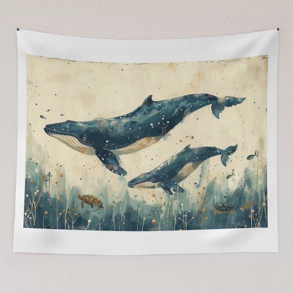 Item preview, couple Whale  Humpback art prints Watercolor   designed and sold by Rockwpapart.