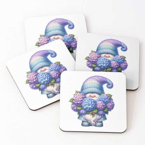 Item preview, Funny gnome with blue and purple hydrangea flowers Sticker designed and sold by Aonsnoopy.
