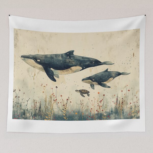 Item preview, couple Whale  Humpback art prints vintage designed and sold by Rockwpapart.