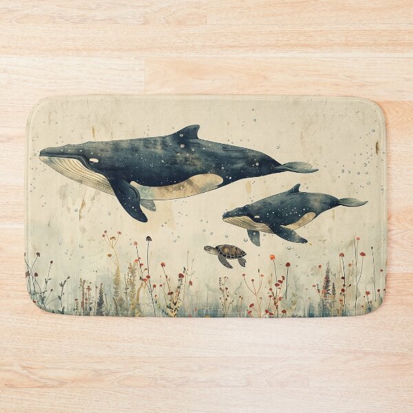 Item preview, couple Whale  Humpback art prints vintage designed and sold by Rockwpapart.