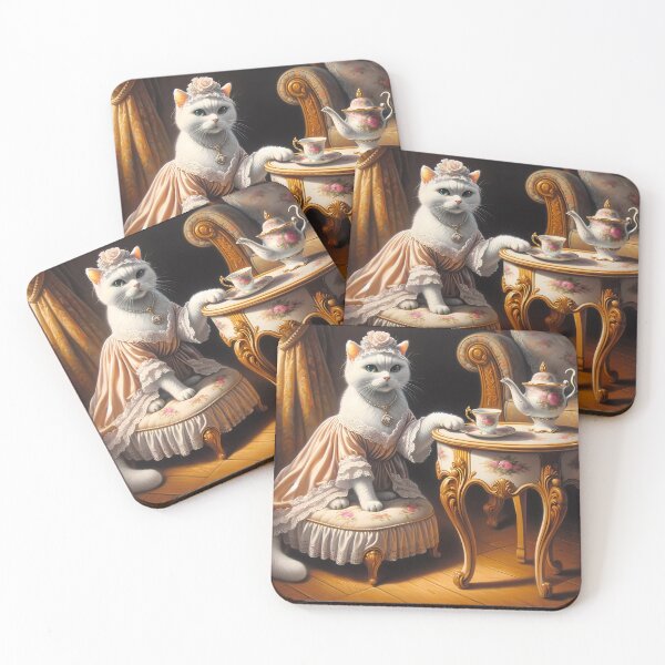 Item preview, Rococo Reverie: The White Cat's Tea Time Elegance designed and sold by DeenaDee.
