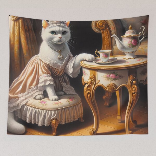 Item preview, Rococo Reverie: The White Cat's Tea Time Elegance designed and sold by DeenaDee.