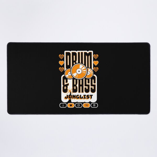 Item preview, DRUM AND BASS - 3 Records AND Hearts (White/Orange) designed and sold by Discothreadz.