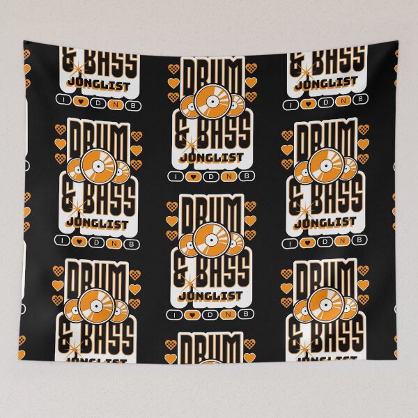 Item preview, DRUM AND BASS  - 3 Records AND  Hearts (White/Orange)  designed and sold by Discothreadz.