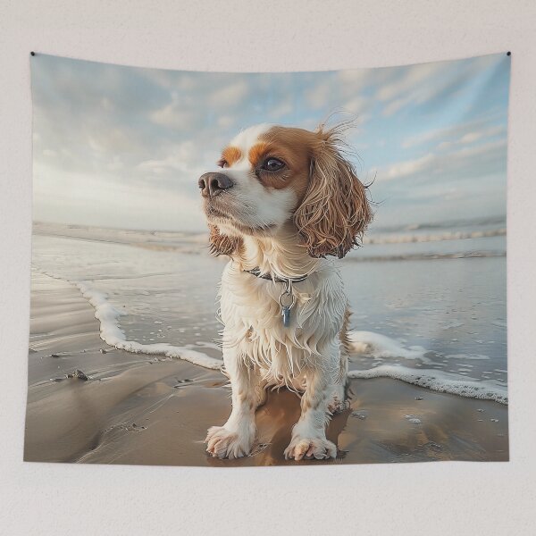 Item preview, Cavalier King Charles Spaniel on the Beach designed and sold by Elisabeth Lucas.