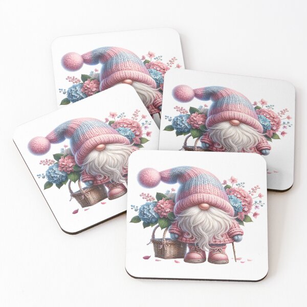 Item preview, charming gnome character with hydrangeas, Cute gnome with a basket of hydrangea flowers Sticker designed and sold by Aonsnoopy.