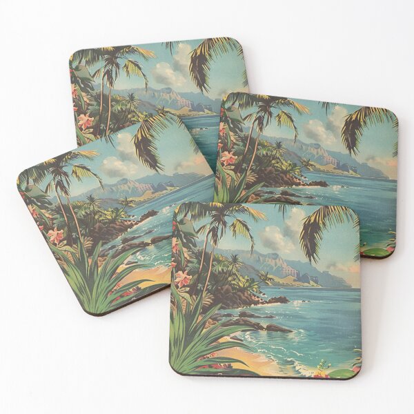 Item preview, Vintage Hawaii Nature Beach Cove Waves Art designed and sold by LVTFCOarts.
