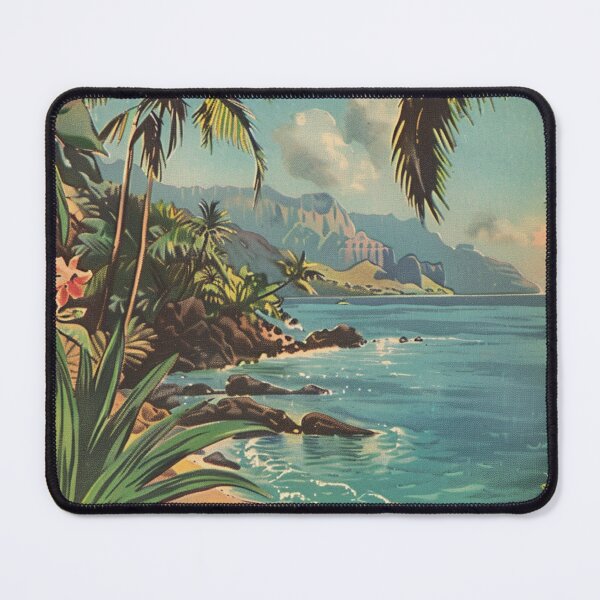 Item preview, Vintage Hawaii Nature Beach Cove Waves Art designed and sold by LVTFCOarts.