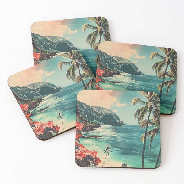 Item preview, Copy of Retro Vintage Hawaii Kauai Beach Cove Art designed and sold by LVTFCOarts.