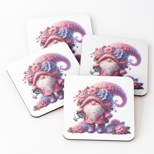 Item preview, charming gnome character with hydrangeas, Cute gnome with a basket of hydrangea flowers Sticker Sticker designed and sold by Aonsnoopy.