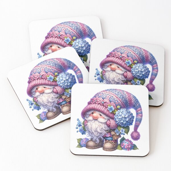Item preview, charming gnome character with hydrangeas, Cute gnome with a basket of hydrangea flowers Sticker designed and sold by Aonsnoopy.