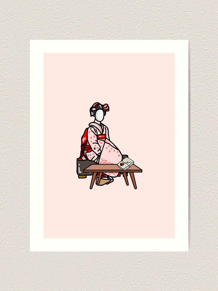 Aperçu 1 sur 3. Impression artistique avec l'œuvre Geisha avec un livre créée et vendue par Lapetiteredac.