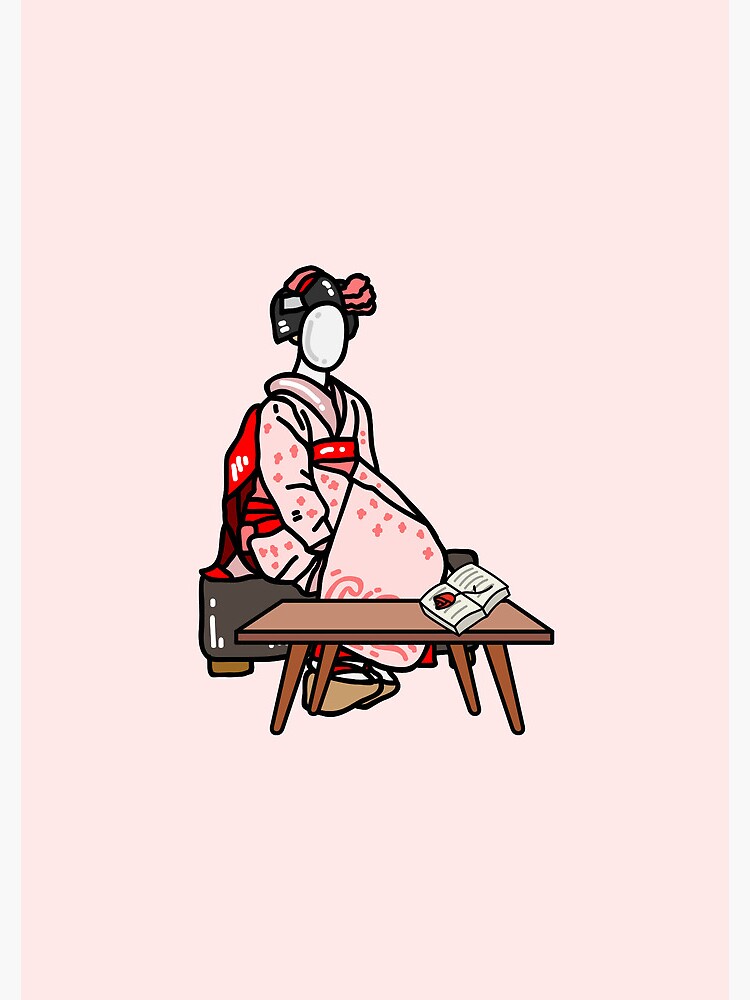 Aperçu 3 sur 3. Impression artistique avec l'œuvre Geisha avec un livre créée et vendue par Lapetiteredac.