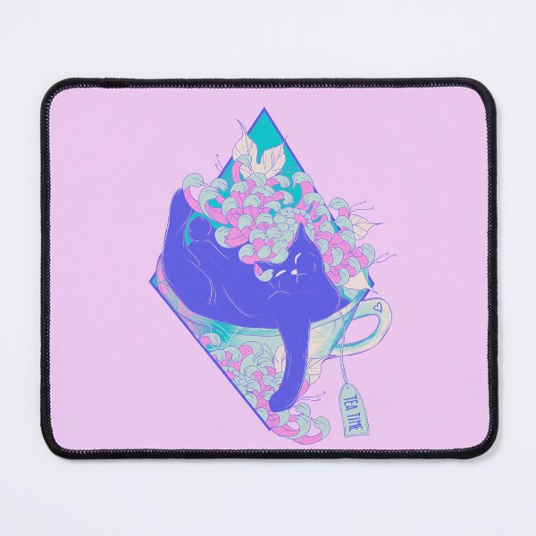 Item preview, Cute Cat with Flowers in Tea Cup - Whimsical Feline Fantasy Art designed and sold by Jess.a.creates.